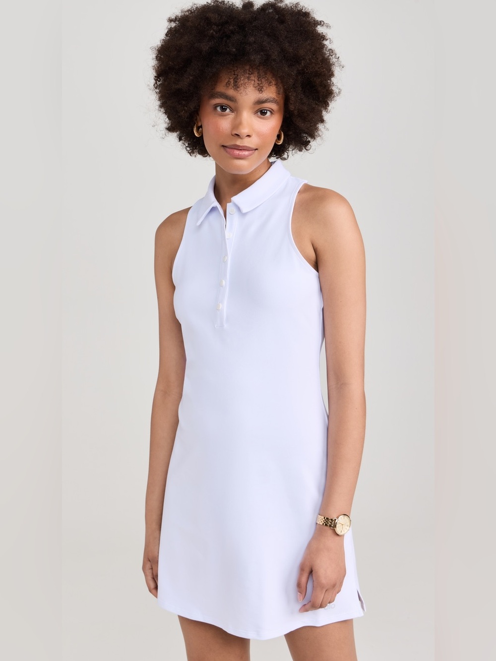 Alo Yoga Charmed Tennis Dress White XS-S Sleeveless Polo Racerback Mini